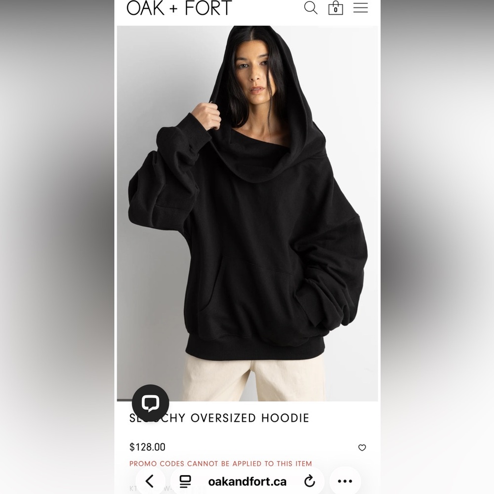 OAK + FORT Black Slouchy Oversized Cozy Hoodie
